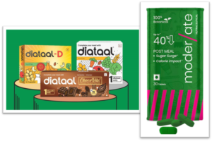 Collagen supplement packages of ChocoVits, Diataal, and Moder/ate on a clean background